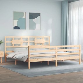 3194456 vidaXL Cadru de pat cu tăblie Super King Size, lemn masiv