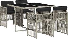 vidaXL Set mobilier de grădină cu perne, 5 piese gri deschis poliratan