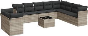 vidaXL Set canapele de grădină cu perne, 11 piese, gri, poliratan