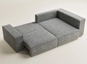 Colțar gri extensibil/cu spațiu de depozitare cu tapițerie din chenille (cu colț pe partea dreaptă/în formă de ”L”) Tonga – Maison de Rêve