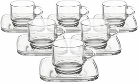 Orion Set de căni din sticlă cu farfurioară Cozy 6bucăți, 0,091 ml, 91 ml