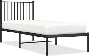 vidaXL Cadru de pat metalic cu tăblie, negru, 75x190 cm