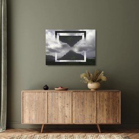 Tablou pe sticlă - Munții din Islanda, colaj geometric (70x50 cm)