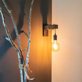 Lampă de perete industrială inteligentă neagră cu lemn incluzând wifi G95 - Gallow