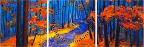 Tablou - Pădurea toamna (cu ceas) (90x30 cm)