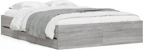vidaXL Cadru de pat cu sertare gri sonoma 120x190 cm lemn prelucrat