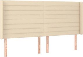 vidaXL Tăblie de pat cu aripioare, crem, 163x16x118/128 cm, textil