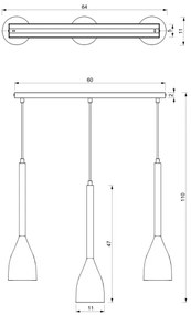 Lustră pe cablu ISTAPPAR 3xE27/60W/230V neagră