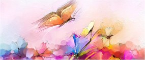 Tablou - Fluture asupra florilor, abstracție (120x50 cm)