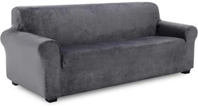Husa elastica din catifea, canapea 3 locuri, cu brate, gri, HCCJ3-02