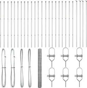 vidaXL Stâlp de gard. Argintiu 50 x 1,6 m (plasă de 50 mm) Oțel