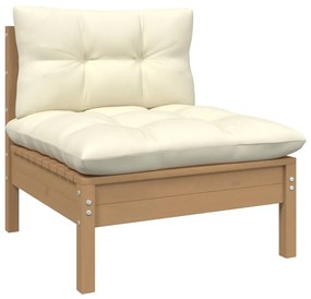 Set mobilier de gradina cu perne, 8 piese, lemn masiv de pin maro miere, 1