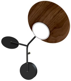 Lampă de perete Ballon 3 right, mai multe variante - TUNTO Model: cadre și parte fixă ​​​​negre, panou de lemn nuc