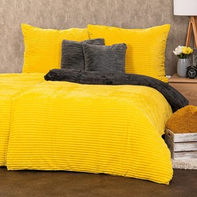 Lenjerie de pat din micro-flanelă 4Home Stripe, galben, 140 x 200 cm, 70 x 90 cm