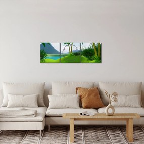 Tablou - Lac în junglă (cu ceas) (90x30 cm)