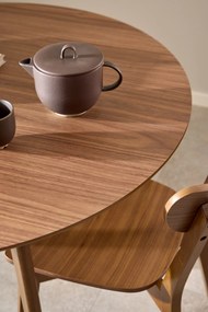 MAZZONI EXPORT ROXY Nucă Naturală - MASĂ ROTUNDĂ DE LEMN PENTRU BUCĂTĂRIE/SUFRAGERIE RETRO