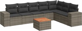 vidaXL Set canapele de grădină cu perne, 8 piese, gri, poliratan