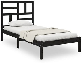 3105919 vidaXL Cadru de pat single, negru, 90x190 cm, lemn masiv