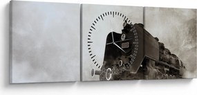 Tablou - Tren în ceață (cu ceas) (90x30 cm)