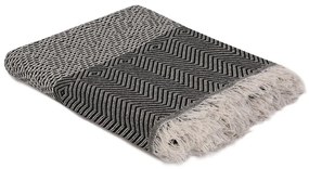 Cuvertură neagră/bej 170x210 cm Etnik – Mijolnir