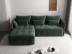 Colțar extensibil dumonde cu ladă de depozitare si sezut confortabil din spuma high-density, Malta Euphoria Green II 235x185 cm