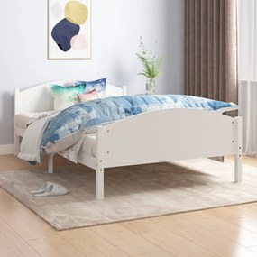 322034 vidaXL Cadru de pat, alb, 140x200 cm, lemn masiv de pin