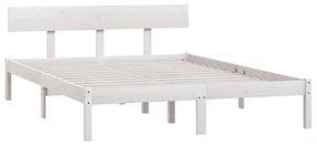 Cadru de pat UK dublu, alb, 135x190 cm, lemn masiv de pin Alb, 135 x 190 cm