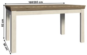 Masa extensibila pentru dining, pin nordic stejar salbatic, 160-203x90 cm, ROYAL ST