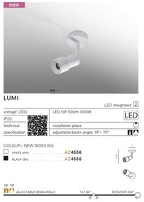 Aplica tip spot LED directionabil de perete/tavan LUMI alb