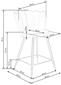 Scaun de bar Knox, gri/negru