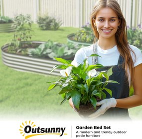 Outsunny Jardinieră ridicată din oțel galvanizat pat de grădină bordură cauciuc 181 x 93 x 30 cm argintiu | Aosom Romania