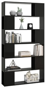 Biblioteca Separator camera, negru extralucios, 100x24x188 cm 1, negru foarte lucios