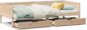vidaXL Pat de zi cu sertare, 80x200 cm, lemn masiv pin