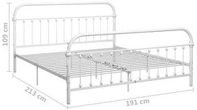 Cadru de pat, alb, 180 x 200 cm, metal Alb, 180 x 200 cm