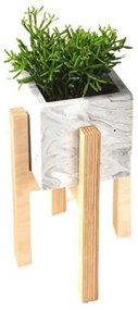 Set 3 suporturi pentru ghivece din lemn masin HouseXL Bwood, Din lemn de fag, 3 trepte de inaltime, Natur