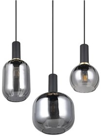 Lustră neagră cu abajur din sticlă Diva – Trio