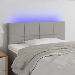 3121602 vidaXL Tăblie de pat cu LED, gri deschis, 100x5x78/88 cm, textil