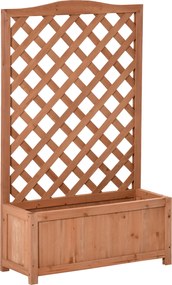 Outsunny Jardinieră cu spalier, bac de flori ridicat, pentru plante cățărătoare, legume, flori, din lemn masiv, interior și exterior, curte, grădină, balcon, 70 x 28 x 117 cm, maro | Aosom Romania