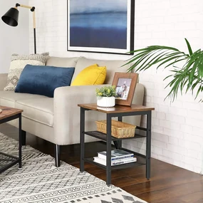 Masuta cu 2 rafturi Design industrial Maro+Negru