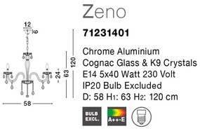 Candelabru elegant cu cristale K9 Zeno 5L