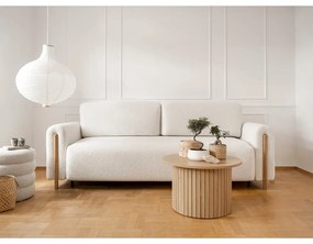 Canapea fildeș extensibilă/cu spațiu de depozitare cu tapițerie din țesătură bouclé 244 cm Arcadova – ELTAP