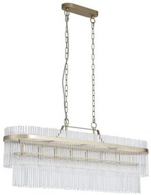Candelabru oval modern metal auriu, tije din sticla Lara