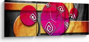 Tablou abstract cu simboluri istorice (cu ceas) (90x30 cm)