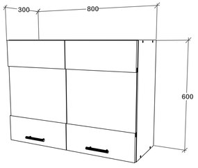 Corp haaus Karo, 2 Usi, cu sticla, Antracit/Alb, 80 x 30 x 60 cm