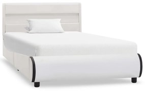 285015 vidaXL Cadru de pat cu LED-uri, alb, 100 x 200 cm, piele ecologică