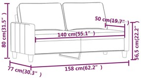 Canapea cu 2 locuri, roz, 140 cm, catifea