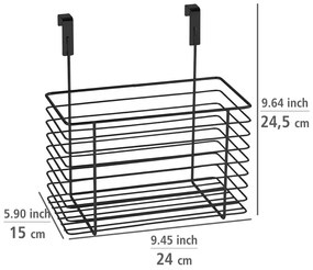 Coș depozitare pentru ușă dulap Wenko Slim, înălțime 25 cm, negru