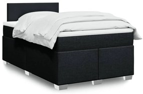 vidaXL Pat box spring cu saltea, negru, 120x200 cm, textil