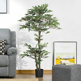 Outsunny Arbre Artificiel Plante Artificiel ficus Inaltime 1,5 m Trunchi Ramuri Liane Imitation Moss Feuilles Grand realism Ghiveci Inclus | Aosom Romania