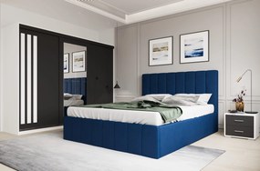 Set dormitor Prado Albastru cu dulap Paris Alb/Gri